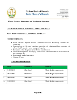 LIST OF SHORTLISTED/ NOT SHORTLISTED CANDIDATES POST