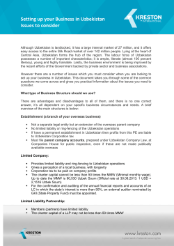 Setting up your Business in Uzbekistan Issues to consider