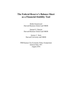The Federal Reserve`s Balance Sheet as a Financial