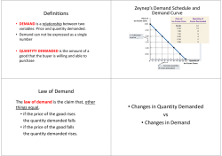 Definitions Law of Demand &bull; Changes in Quantity Demanded vs