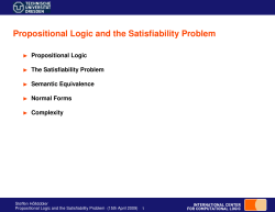 Propositional Logic and the Satisfiability Problem