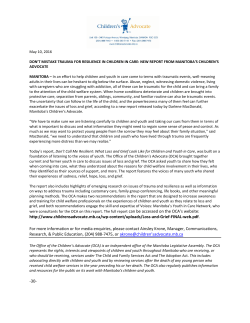 May 10, 2016 DON`T MISTAKE TRAUMA FOR RESILIENCE IN