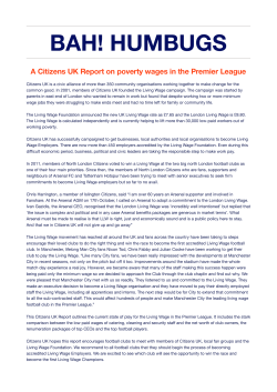 Citizens UK Report on Living Wage in the Premier League