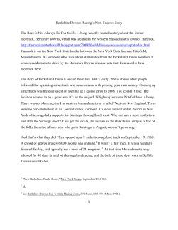 Berkshire Downs: Racing‟s Non-Success Story The Race is Not