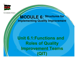 Unit 6.1:Functions and Roles of Quality Improvement Teams