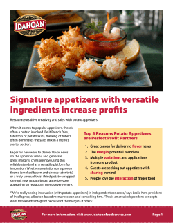 Signature appetizers with versatile ingredients increase profits