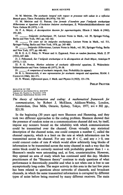 The theory of information and coding: A mathematical framework for