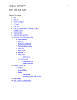 Cascade CMS Tutorial Document Last Modified 22 July 2009 COLA