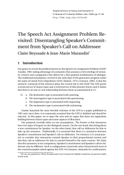 The Speech Act Assignment Problem Revisited - CSSP