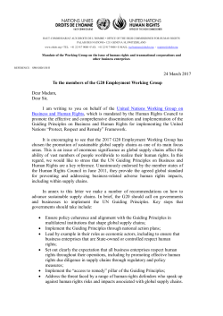 24 March 2017 To the members of the G20 Employment