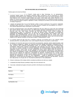 DOCTOR RECORDS USE AUTHORIZATION I hereby agree and