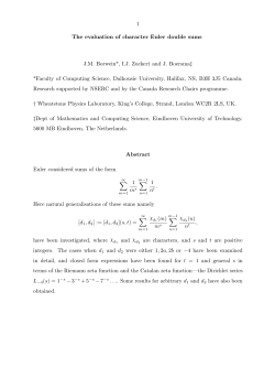 1 The evaluation of character Euler double sums J.M. Borwein*, I.J.