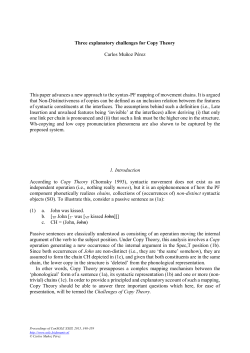 Three explanatory challenges for Copy Theory Carlos Muñoz Pérez