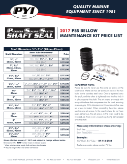PSS Shaft Seal Maintenance Kit Price List