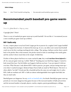Recommended youth baseball pre-game warm