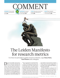 The Leiden Manifesto for research metrics