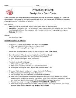 Probability Game Project Rubric