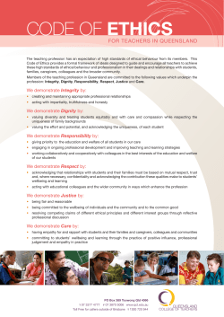 code of ethics - Queensland College of Teachers