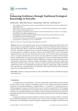 Enhancing Ecoliteracy through Traditional Ecological