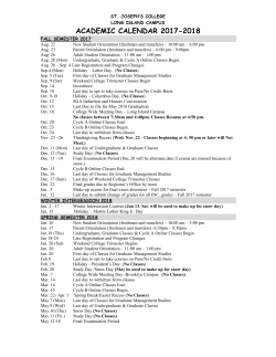 2017 - 2018 Academic Calendar