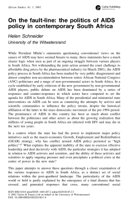 On the fault-line: the politics of AIDS policy in contemporary South