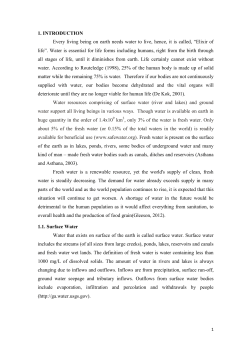 1. INTRODUCTION Every living being on earth needs water to live
