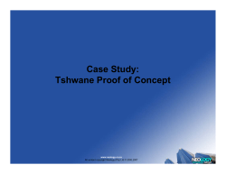 Case Study: Tshwane a Proof of Concept