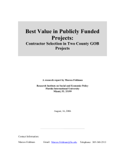 Best Value in Publicly Funded Projects