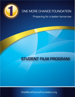 student film program - One More Chance Foundation