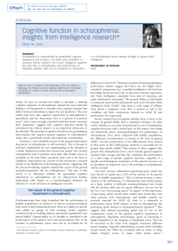 Cognitive function in schizophrenia: insights from intelligence research