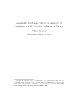 Axiomatic and Game-Theoretic Analysis of Bankruptcy and Taxation