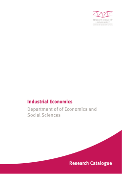 Industrial Economics Department of of Economics and Social