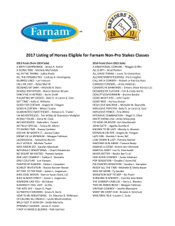 2017 Listing of Horses Eligible for Farnam Non
