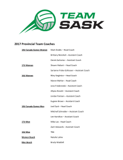 2017 Provincial Team Coaches