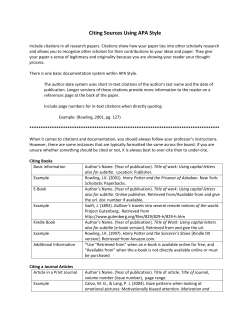 Citing Sources Using APA Style