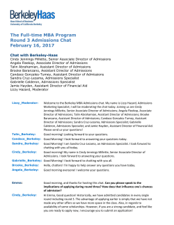 The Full-time MBA Program Round 3 Admissions Chat February 16
