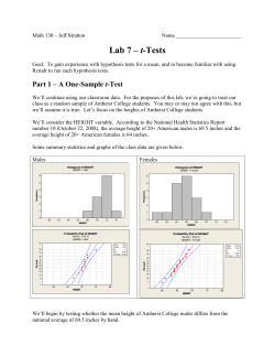 Lab 7 &ndash; t-Tests - Amherst College