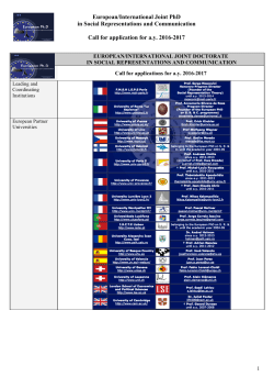 European/International Joint PhD in Social Representations and