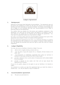 Guest Contract - The Royal Hotel Darlington, Sydney