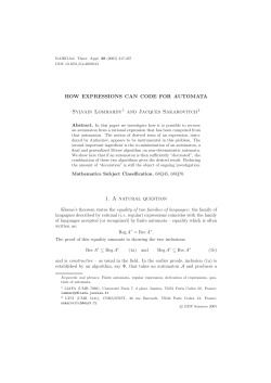 Sylvain Lombardy and Jacques Sakarovitch 1. A natural question