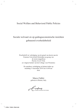 Social Welfare and Behavioral Public Policies Sociale welvaart en