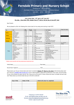 Club Interest April 17 - Ferndale Primary and Nursery School