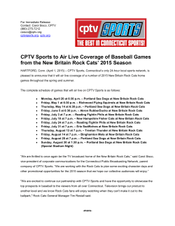 CPTV Sports to Air Live Coverage of Baseball Games from the New