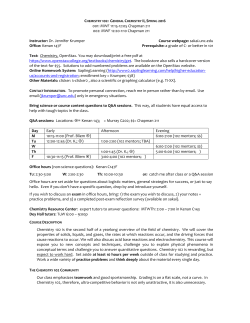 Chemistry 102: General Chemistry II, Spring 2016 001: MWF 11:15