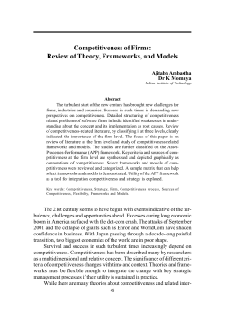 Competitiveness of Firms: Review of Theory, Frameworks, and Models