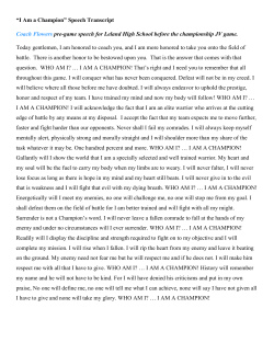 “I Am a Champion” Speech Transcript Coach Flowers pre