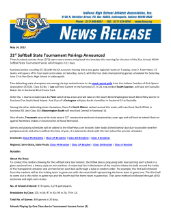 31st Softball State Tournament Pairings Announced