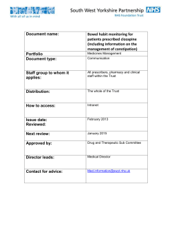 Clozapine: bowel habit monitoring tool