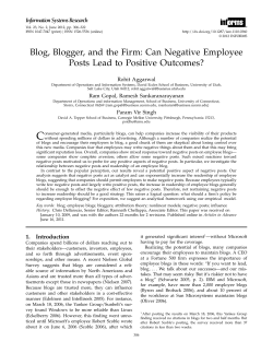 Blog, Blogger, and the Firm: Can Negative Employee