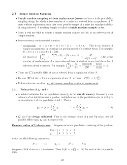 2.3 Simple Random Sampling &bull; Simple random sampling without